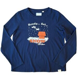 Peanuts x L.L.Bean Snoopy Shirt Ready Set Snow Long Sleeve Holiday Unisex Small